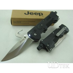 Black Version Jeep357A Folding Blade Knife Rescue Knife with LED flashlight  UDTEK00678